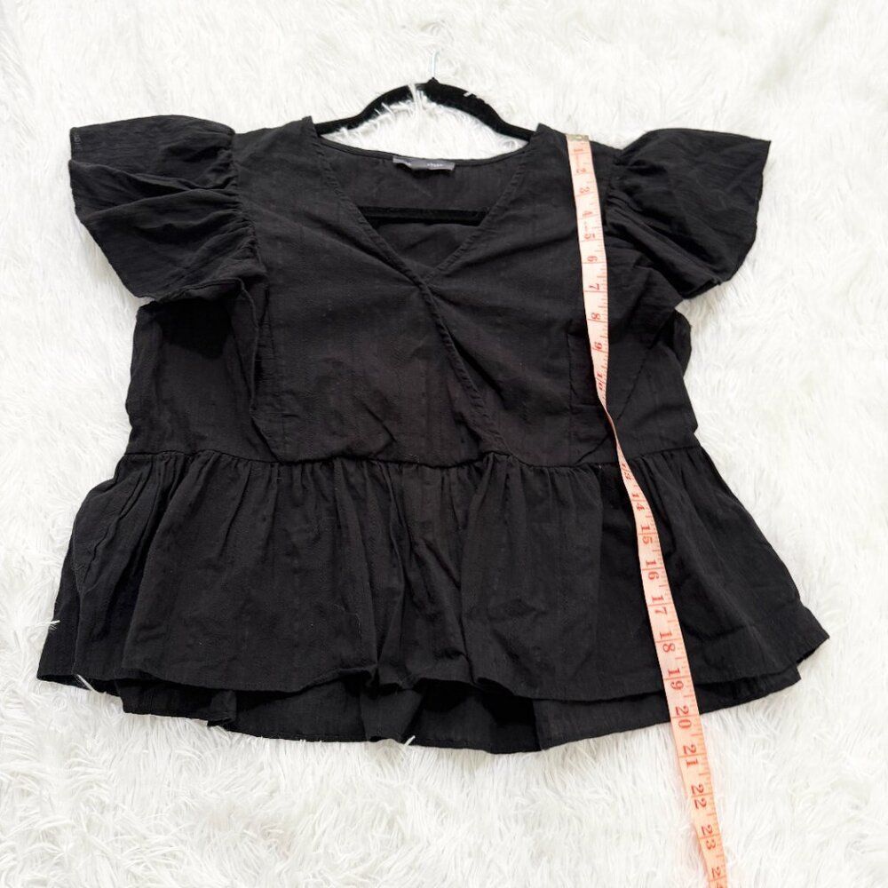 Women Grade & Gather Women V-Neck Flutter Sleeves Plain Top in Black Size Small - Picture 6 of 8